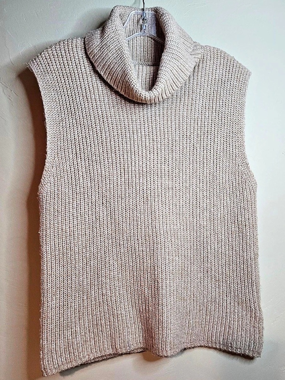 Rachel Zoe Sleeveless Cowl Neck Sweater Beige Small